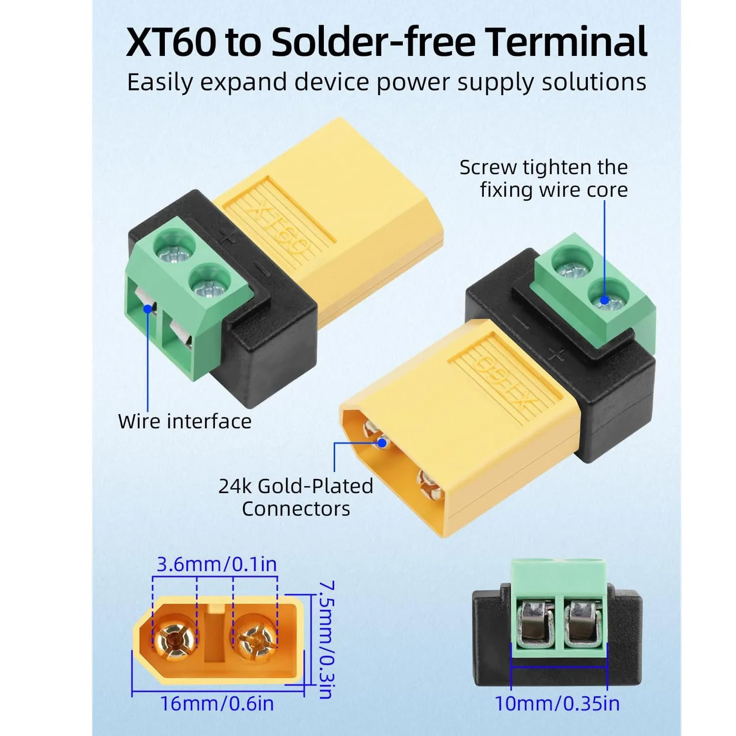 2 Pin XT60 Solderless Male Fem - Drone Solar Charger 评论和价格